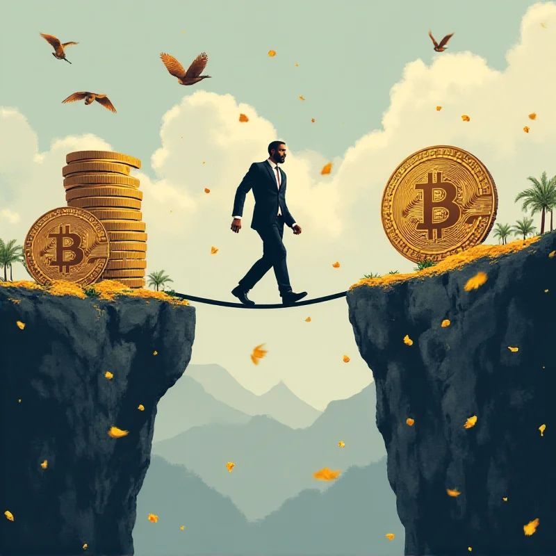 A stylized image representing the balance between risk and reward in the cryptocurrency market