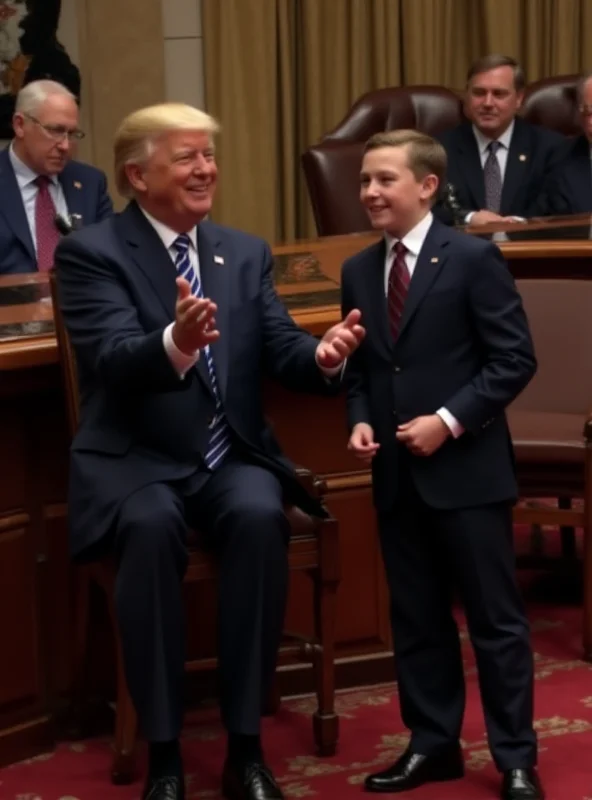 Image of a boy in a suit being honored by the President.