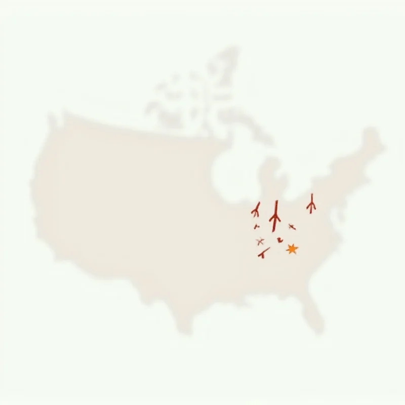 A stylized map showing arrows pointing from the United States towards Canada, representing the increasing flow of migrants across the border.