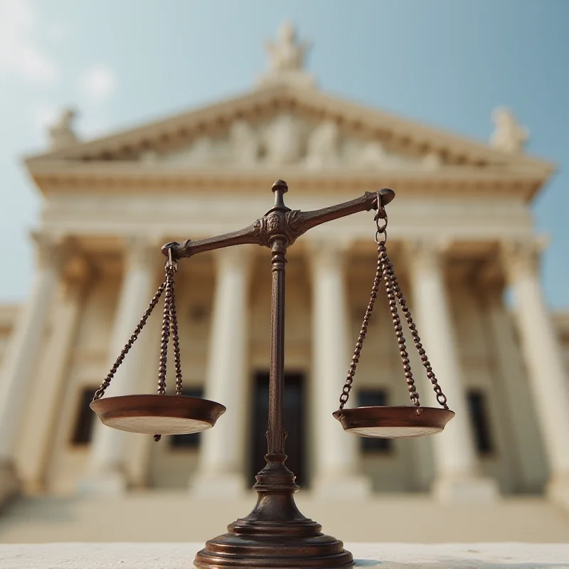 Image of courthouse with scales of justice