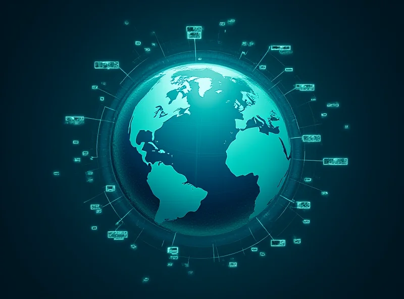 Cybersecurity graphic with binary code and a globe