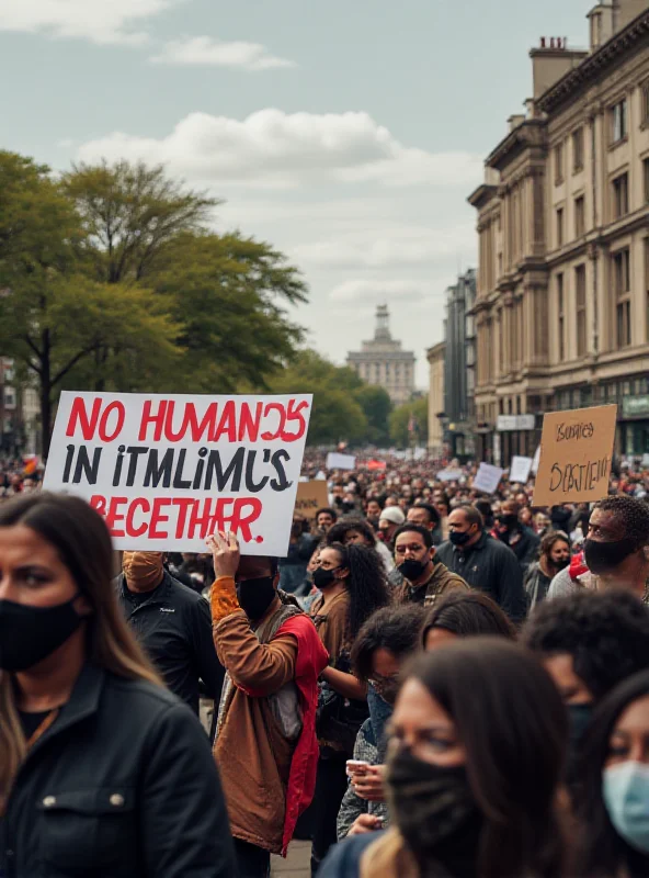 Protestors holding signs advocating for immigrant rights