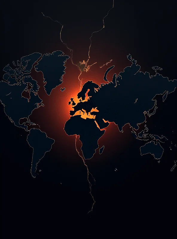 A digital illustration depicting a world map with cracks forming around the edges, symbolizing global tensions and shifting alliances.