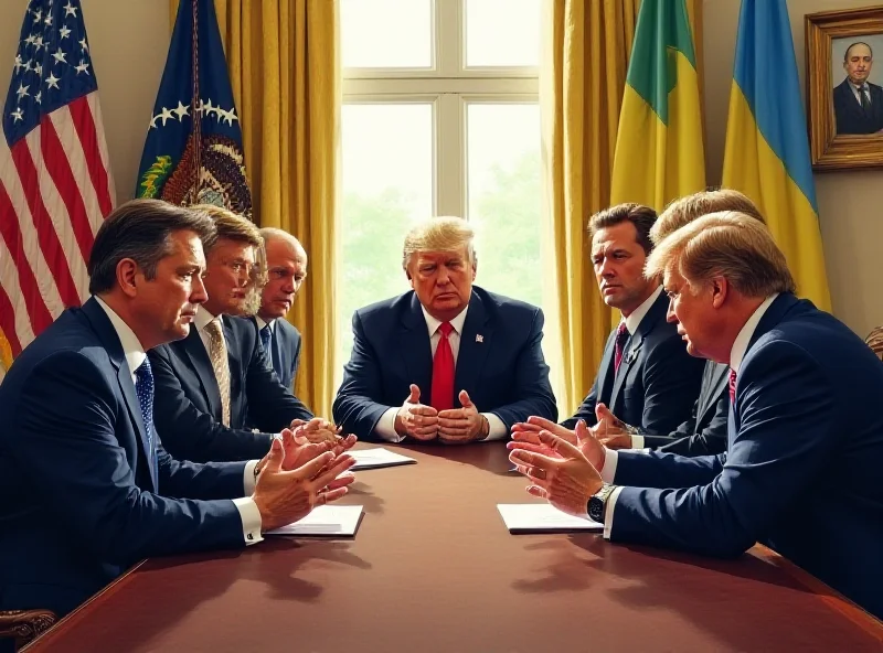 Illustration of a tense meeting between Trump and Zelensky at the White House