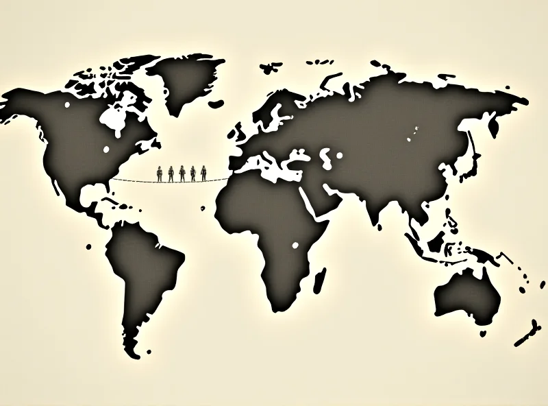 A stylized image representing the challenges of deportation, showing a map with dotted lines connecting countries and abstract figures representing people.