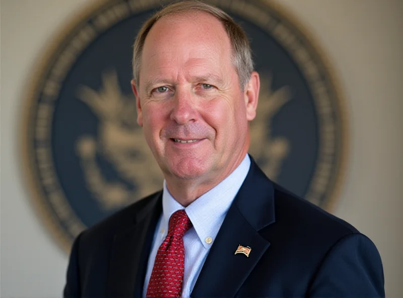 Doug Collins standing in front of the Department of Veterans Affairs seal, looking serious and professional.