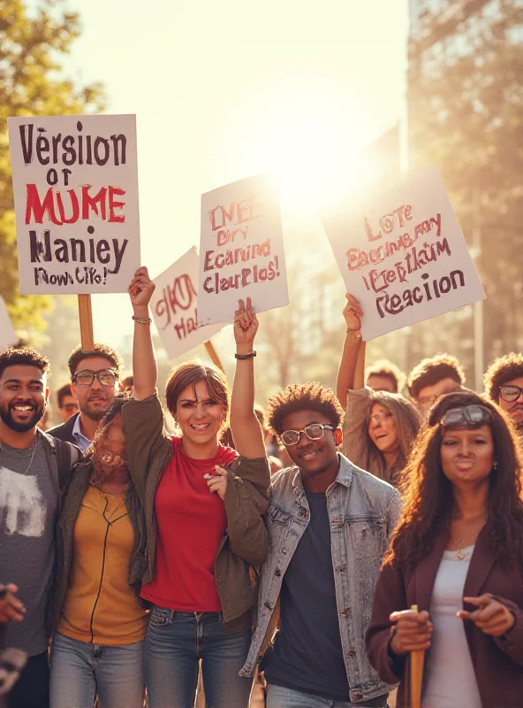 A group of students protesting on a university campus