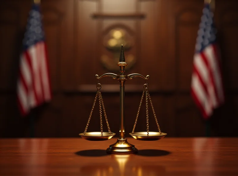 Scales of justice in a courtroom setting