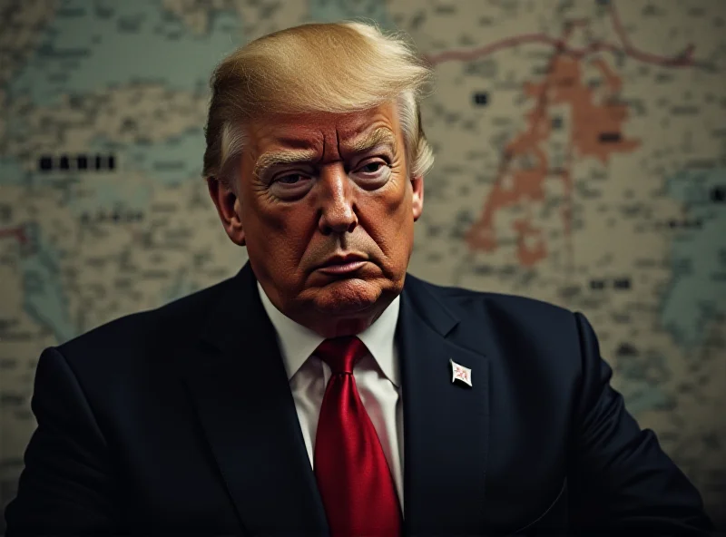 AI generated image of Donald Trump looking concerned in front of a map of Gaza