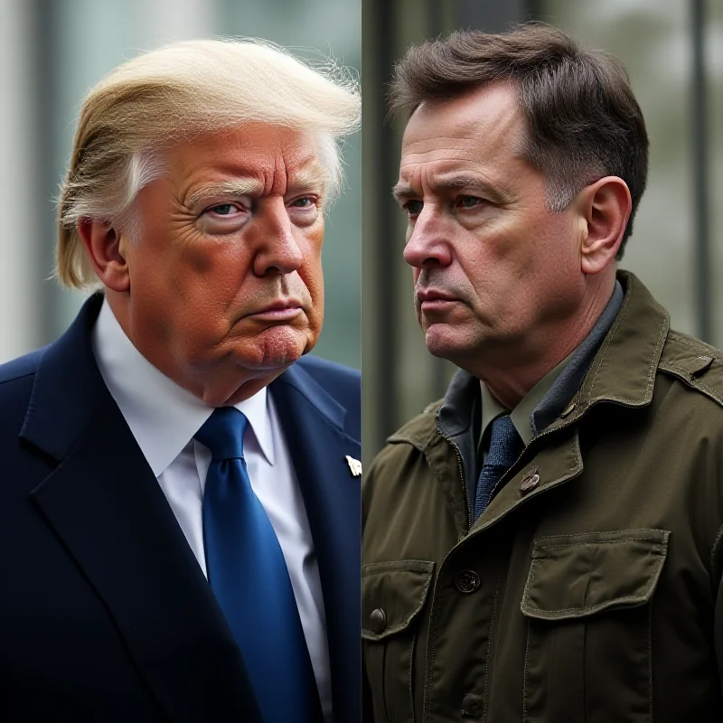 A split image showing Donald Trump on one side and Volodymyr Zelenskyy on the other.