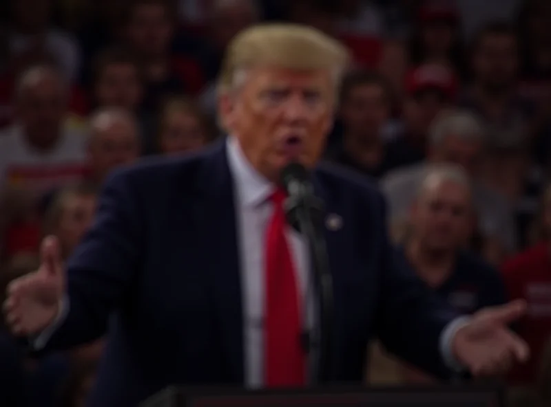 Donald Trump giving a speech at a rally with a microphone in hand.