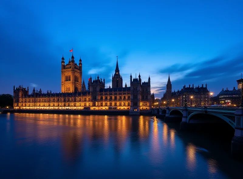 British Parliament building at dusk