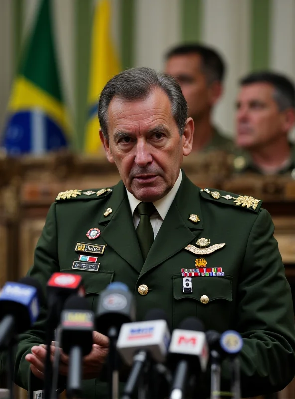 General Augusto Heleno giving a press conference in Brazil.