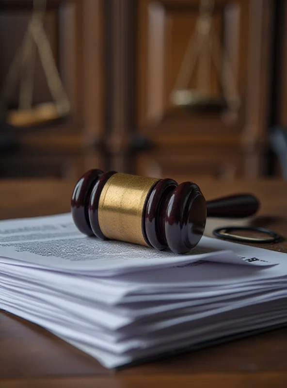 A gavel resting on a stack of legal documents