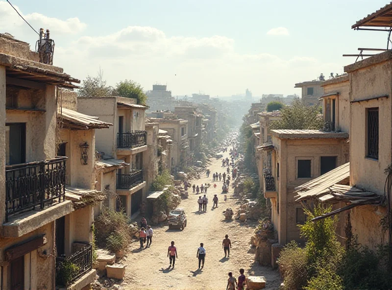 A landscape view of Gaza with buildings and people