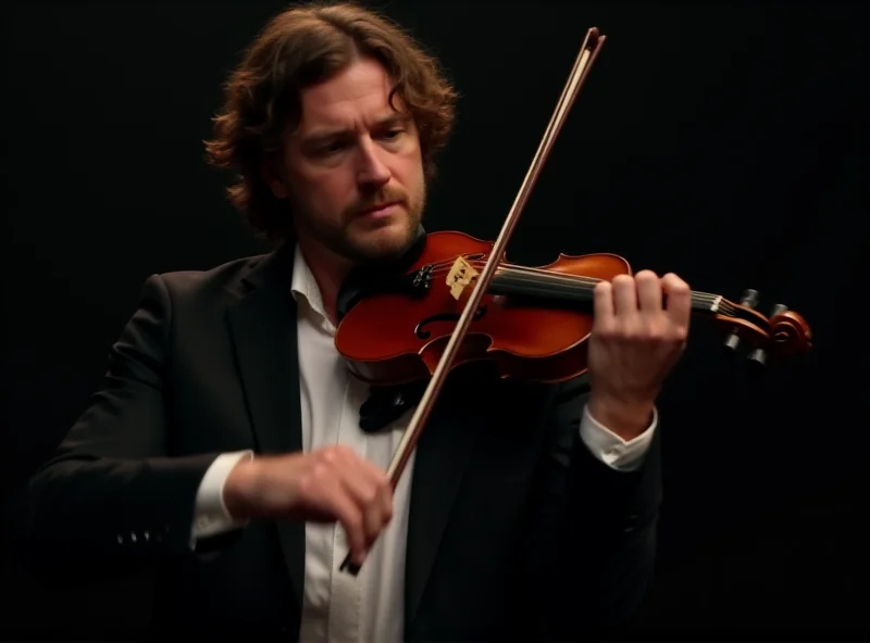 Christian Tetzlaff performing the violin on stage with dramatic lighting, showcasing his intensity and passion.