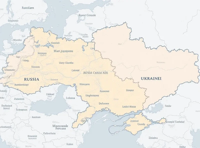 A map showing Ukraine and Russia with lines indicating conflict zones.