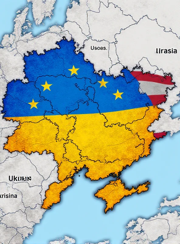 Map of Ukraine with US and EU flags overlayed.