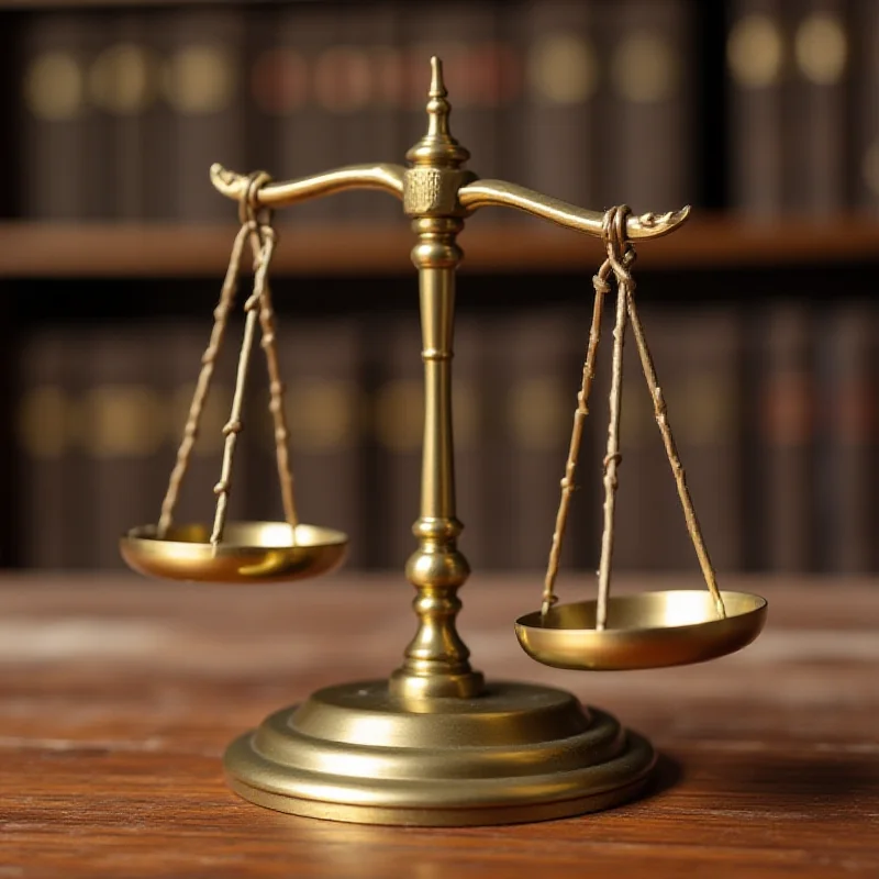 Scales of Justice in a courtroom setting