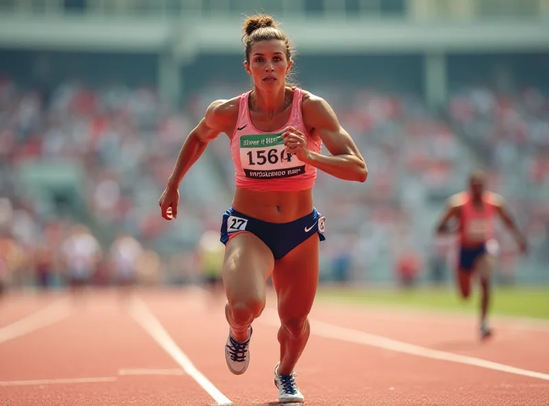 A transgender athlete competing in a track and field event.