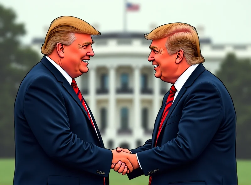 Illustration of Donald Trump shaking hands with Keir Starmer.