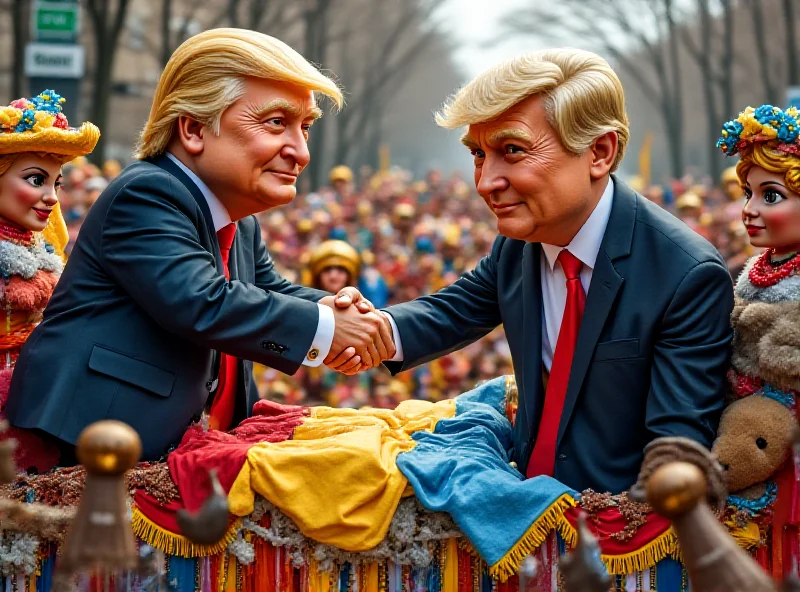 Satirical Carnival float depicting Trump and Putin