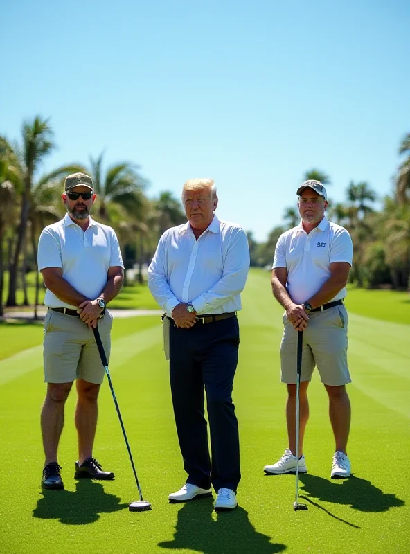 Donald Trump golfing with Ron and Casey DeSantis in Florida.