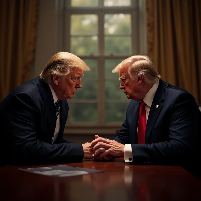 Image of Volodymyr Zelensky and Donald Trump facing each other sternly at a table