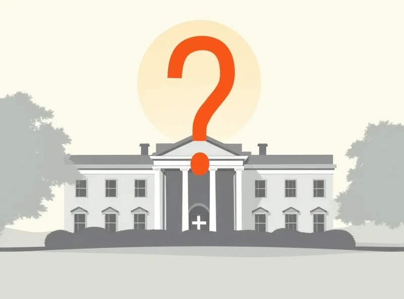 A stylized image of the White House with a question mark superimposed, representing uncertainty surrounding US foreign policy decisions.