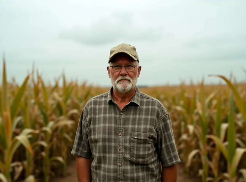 A worried farmer looking at his crops in a field.