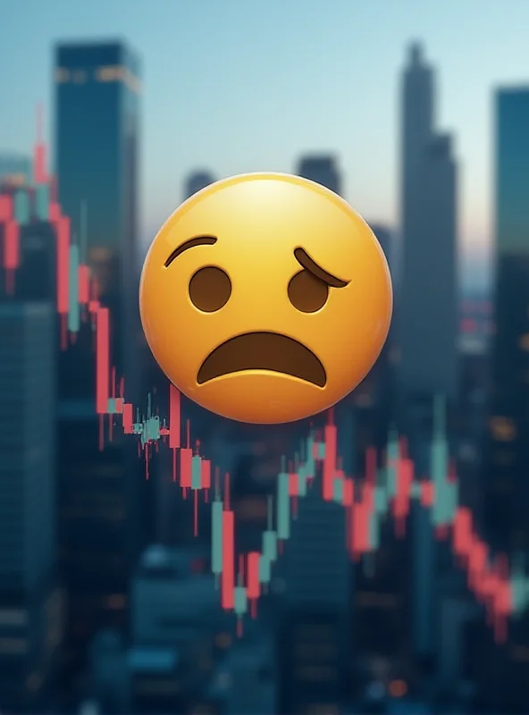 A downward trending stock market chart with a sad face emoji superimposed on it.