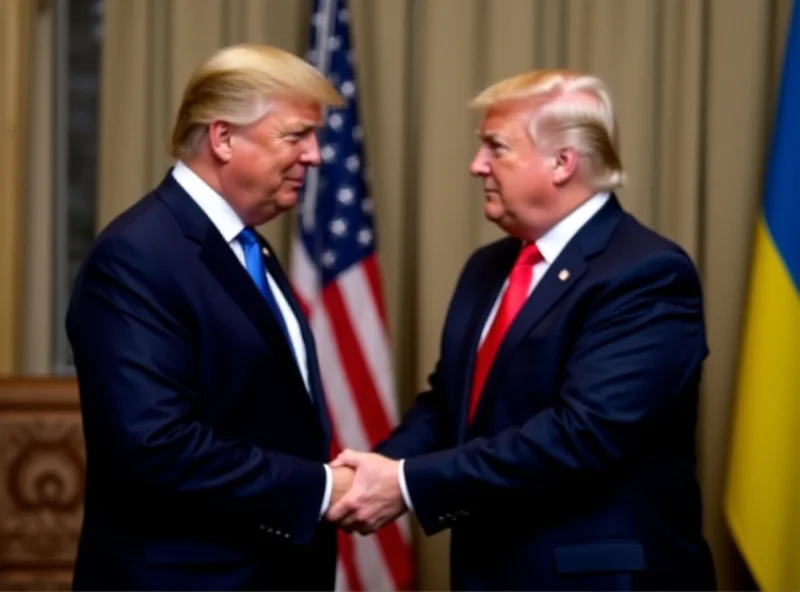 Donald Trump shaking hands with Volodymyr Zelensky