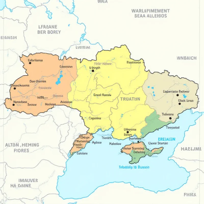 A map of Ukraine highlighting key conflict zones