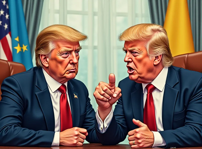 Illustration of Donald Trump and Volodymyr Zelenskyy in a tense meeting.