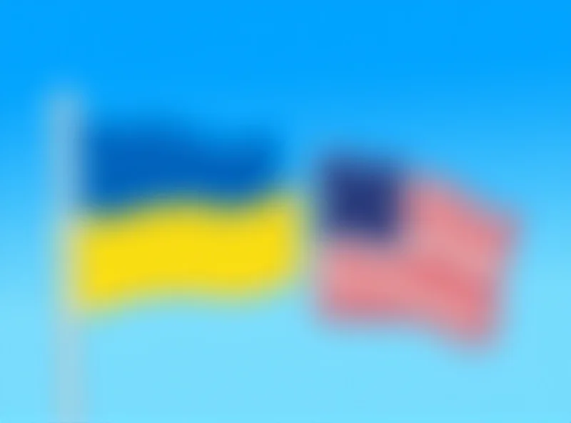 Image of the Ukrainian and US flags waving together.