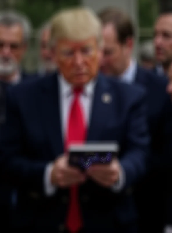 Image of Donald Trump using a tablet with the Truth Social logo on the screen.