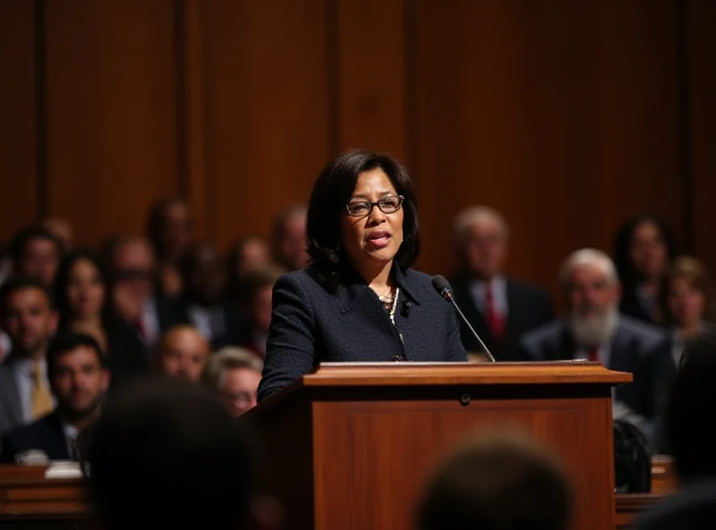 Adrienne Adams giving a speech at a podium.