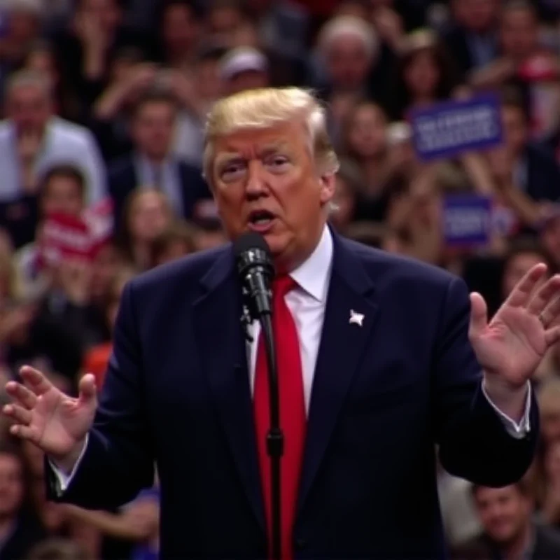 Donald Trump addressing a crowd during a political rally.