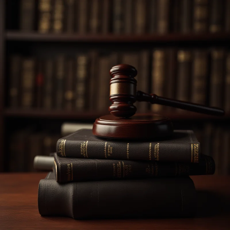 A gavel resting on a stack of law books