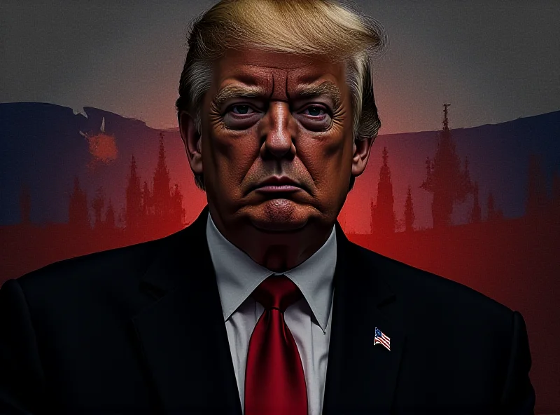 Illustration of Donald Trump with a shadow of the Russian flag behind him, symbolizing the historian's claim that Trump's actions are making war easier for Russia.