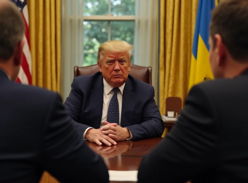 Donald Trump meeting with Volodymyr Zelensky in the Oval Office.