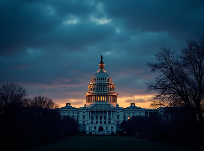 Image of the US Capitol Building with a dark, ominous sky in the background