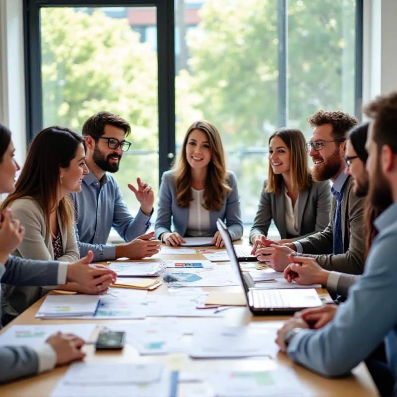 Image of a diverse group of people working together on a project