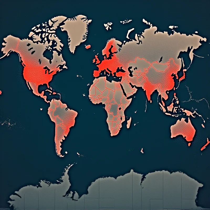 A map of the world with highlighted conflict zones.