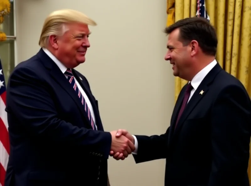 Donald Trump and Volodymyr Zelensky shaking hands at the White House