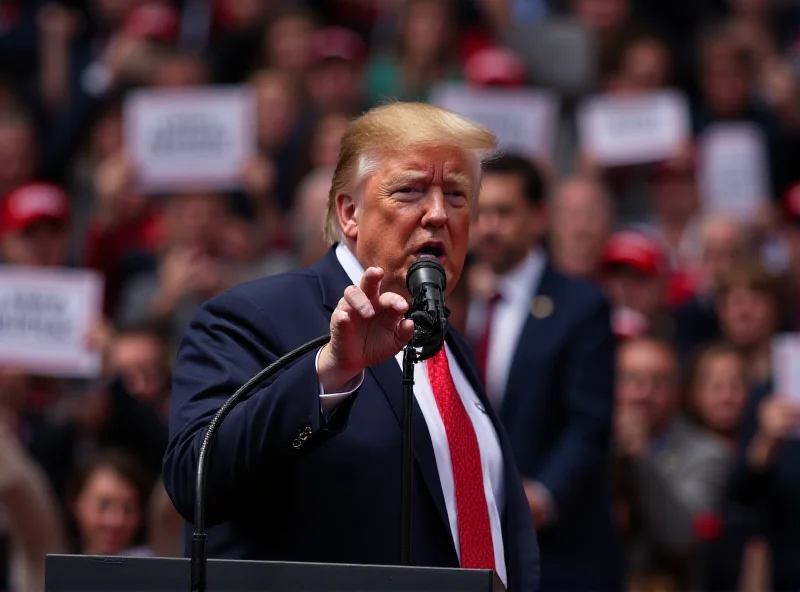 Donald Trump addressing a crowd at a rally.