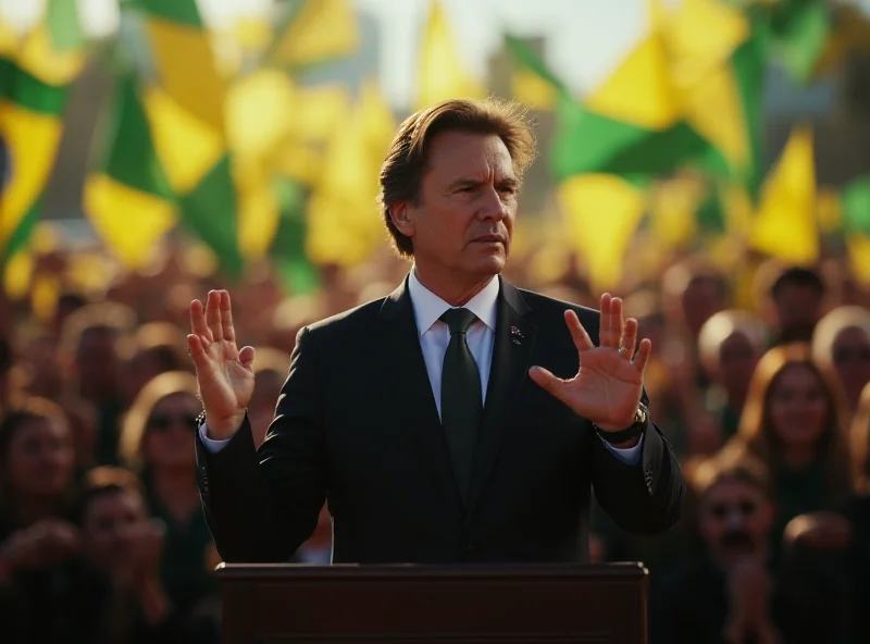 Jair Bolsonaro standing at a podium addressing a crowd