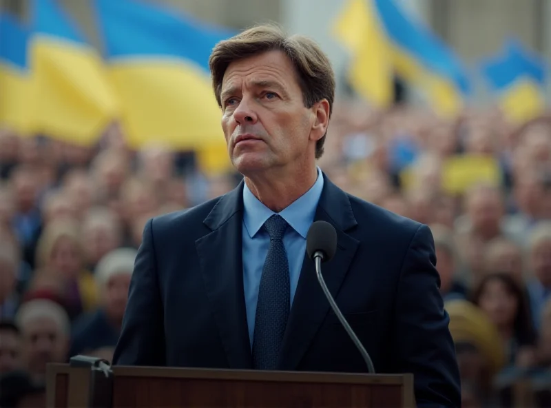 Volodymyr Zelensky addressing a crowd