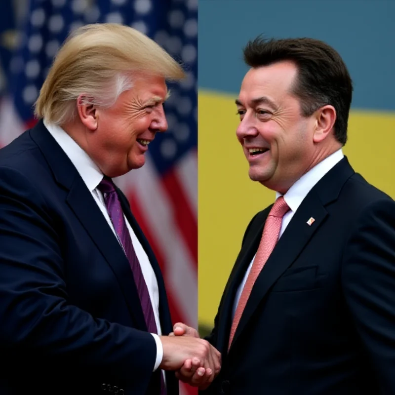 A split image showing Trump and Zelensky on one side and Elon Musk on the other, symbolizing the different political narratives.