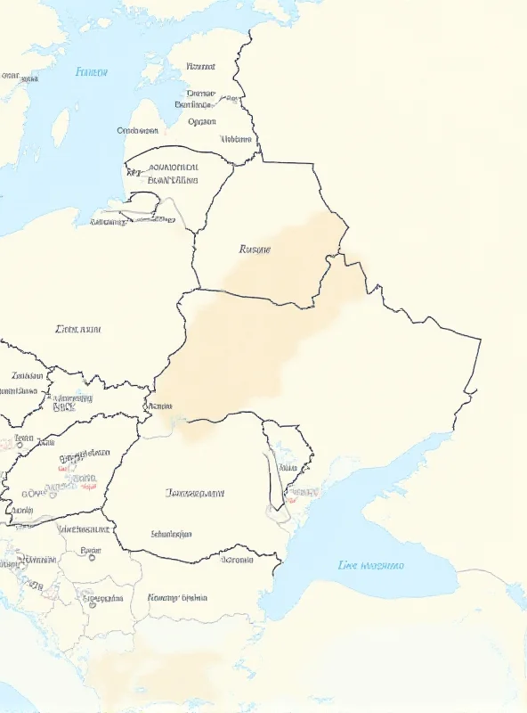 Map of Ukraine and Russia, highlighting the conflict zone.